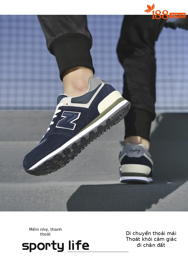 Giày sneaker nữ chạy bộ mesh thoáng cổ điển phong cách Balance 574 — 574 xanh hải quân chi tiết 16