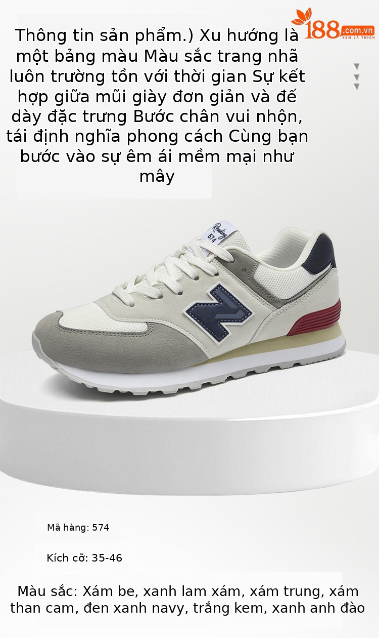 Giày sneaker nữ chạy bộ mesh thoáng cổ điển phong cách Balance 574 — 574 xanh hải quân chi tiết 3
