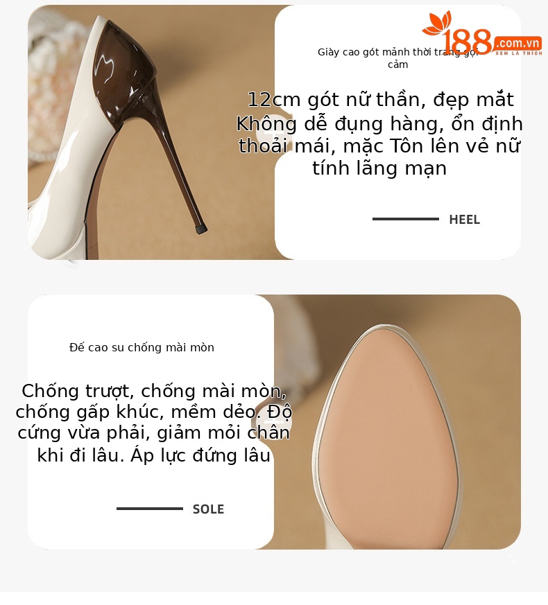 Giày cao gót nữ mũi tròn bít gót siêu cao 12 cm — Màu đen-12cm chi tiết 2