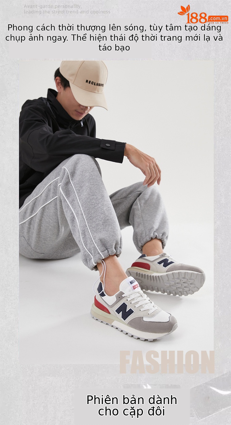 Giày thể thao unisex cổ điển tăng chiều cao đế dày phong cách Balance 574 — màu xanh đậm chi tiết 5