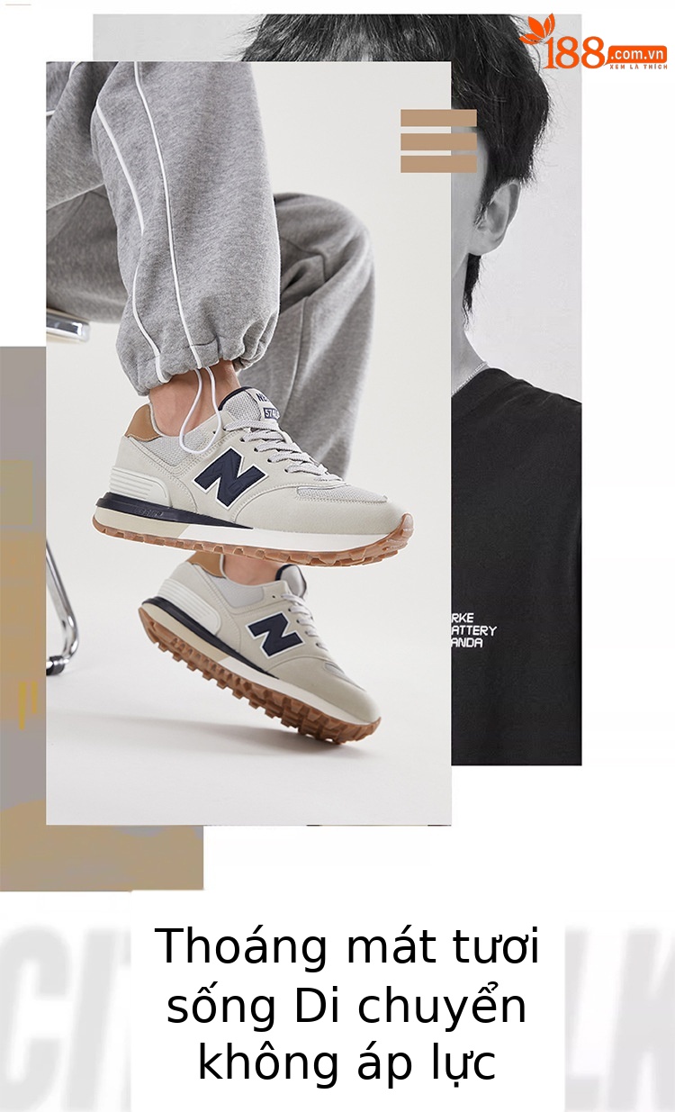 Giày thể thao unisex cổ điển tăng chiều cao đế dày phong cách Balance 574 — màu xanh đậm chi tiết 9