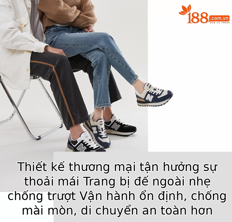 Giày thể thao unisex cổ điển tăng chiều cao đế dày phong cách Balance 574 — màu xanh đậm chi tiết 14