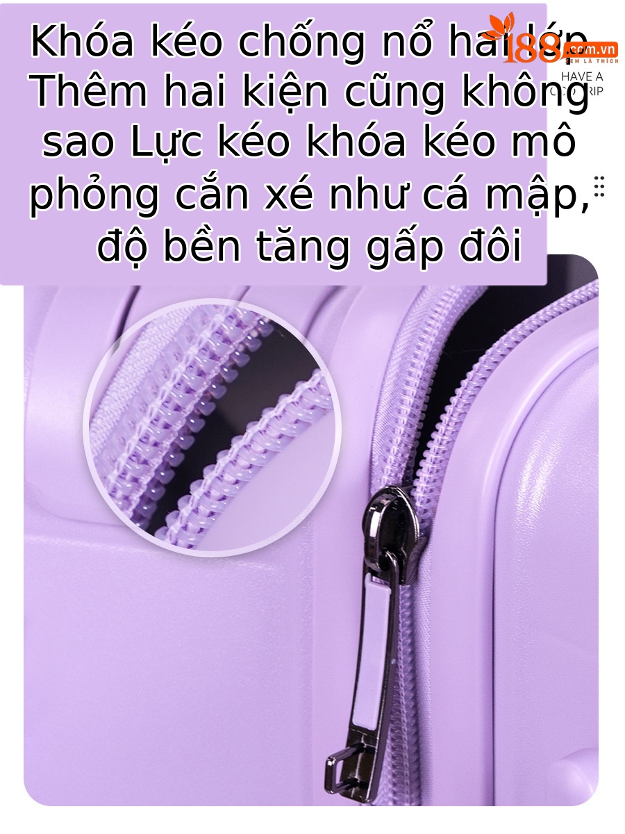 Vali PC thanh giằng rộng 20 inch bánh xe phổ thông im lặng mẫu mới 2025 — màu đen☆, màu xám☆, màu tím☆, màu trắng☆