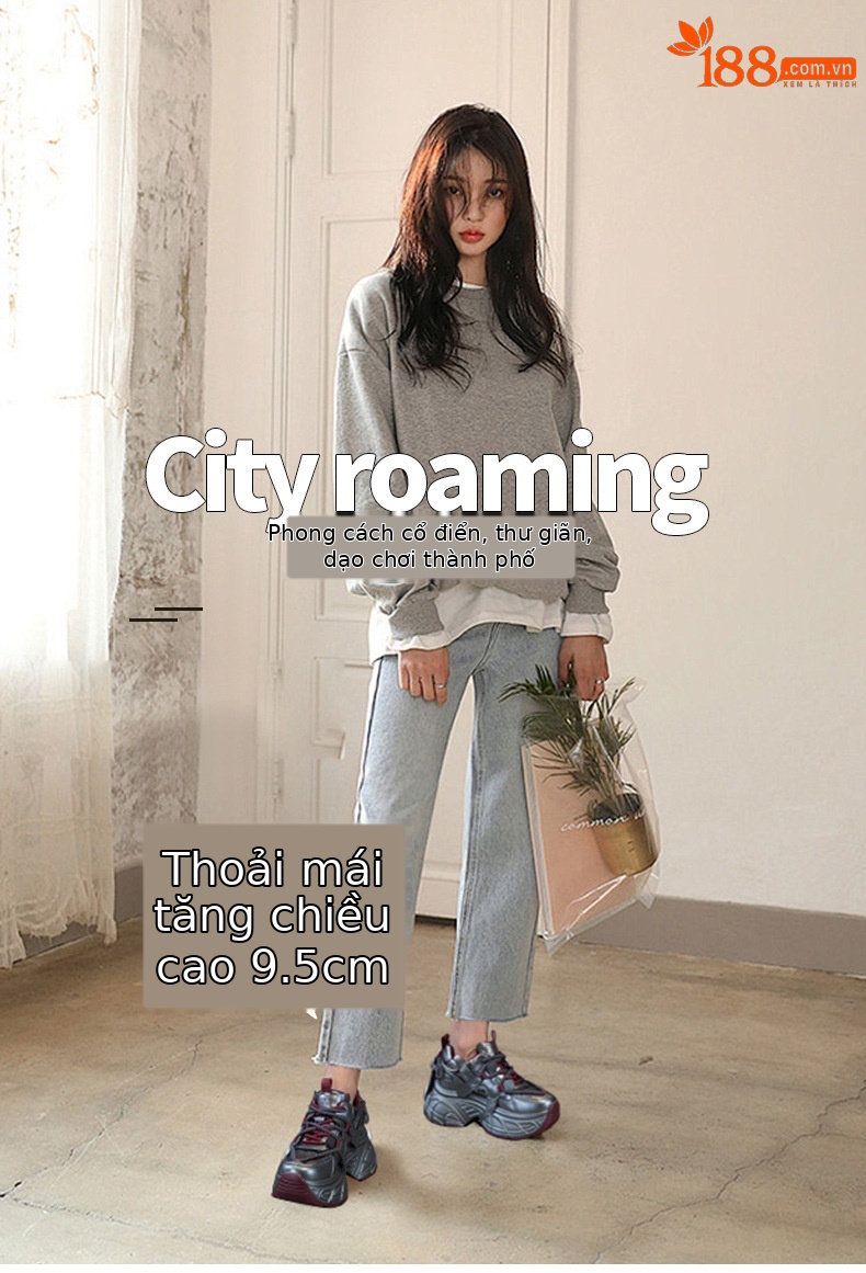 Giày sneaker nữ chunky đế dày tăng chiều cao phong cách Hàn Quốc — M2699 màu đỏ, M2699 màu be chi tiết 1