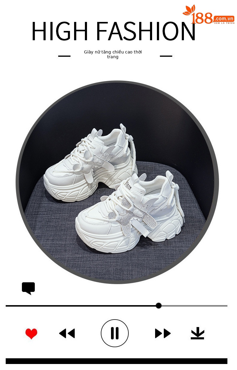 Giày sneaker nữ chunky đế dày tăng chiều cao phong cách Hàn Quốc — M2699 màu đỏ, M2699 màu be chi tiết 5