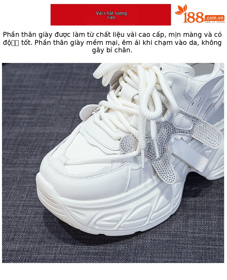 Giày sneaker nữ chunky đế dày tăng chiều cao phong cách Hàn Quốc — M2699 màu đỏ, M2699 màu be chi tiết 7