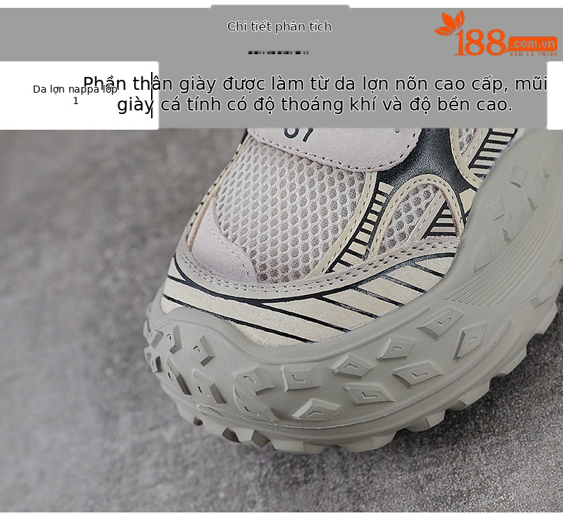 Giày sneaker chunky đế dày lưới thoáng khí xuân hè — Màu sâm panh chi tiết 4