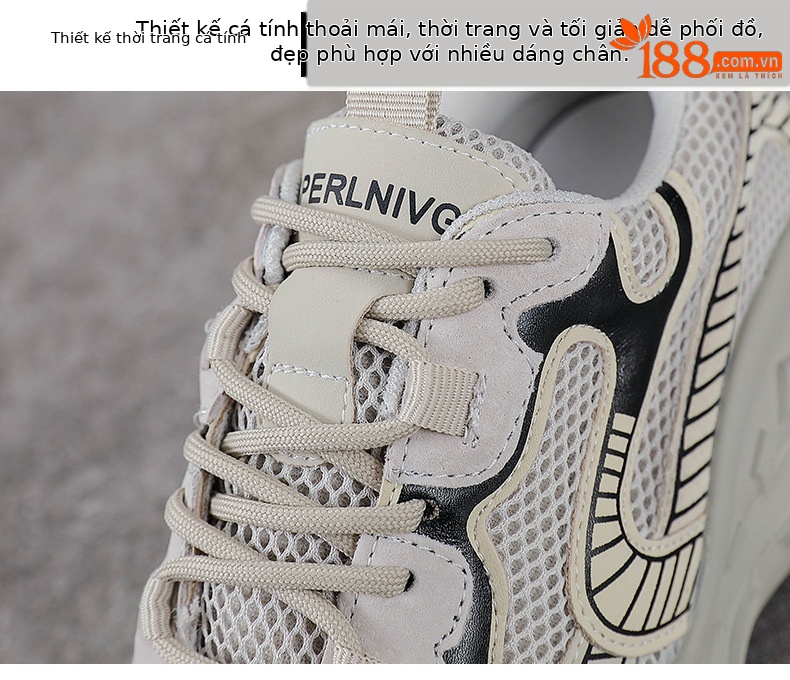 Giày sneaker chunky đế dày lưới thoáng khí xuân hè — Màu sâm panh chi tiết 5