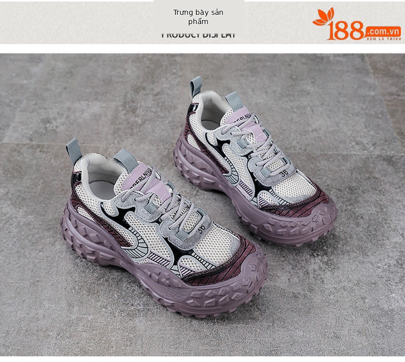 Giày sneaker chunky đế dày lưới thoáng khí xuân hè — Màu sâm panh chi tiết 10