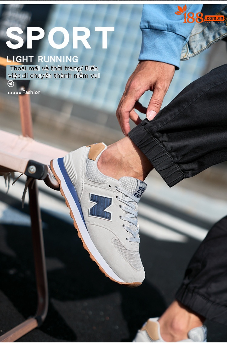 Giày chạy bộ nam cổ điển phong cách Balance 574 đế êm — hoa anh đào xanh chi tiết 3