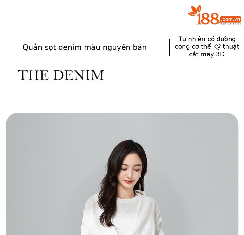 Quần jeans nữ cạp cao ống rộng dáng harem denim — Xanh denim chi tiết 1