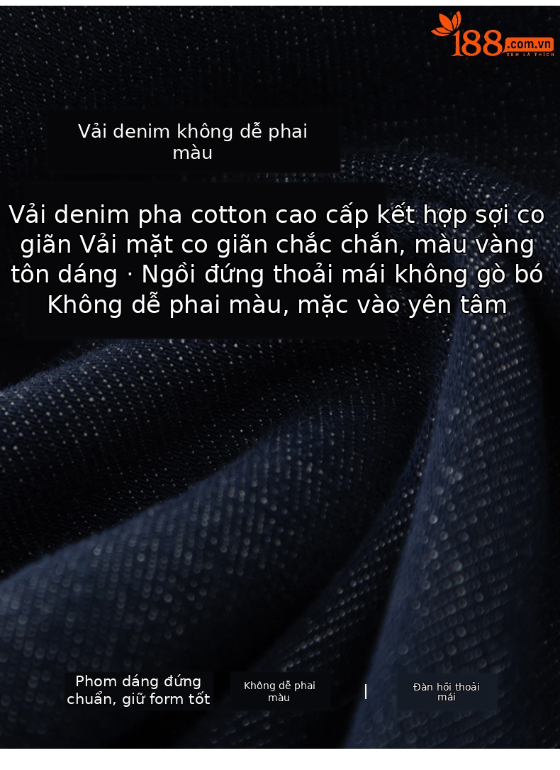 Quần jeans nữ cạp cao ống rộng dáng harem denim — Xanh denim chi tiết 6