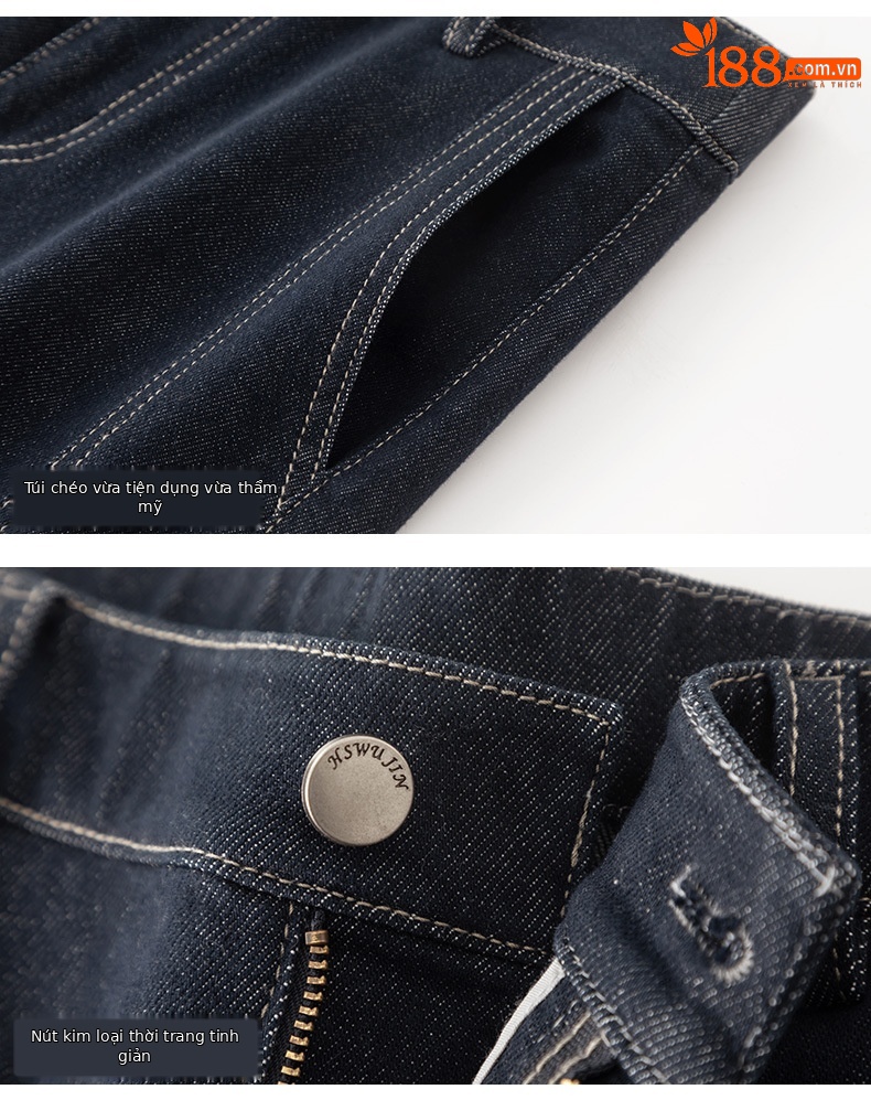 Quần jeans nữ cạp cao ống rộng dáng harem denim — Xanh denim chi tiết 17