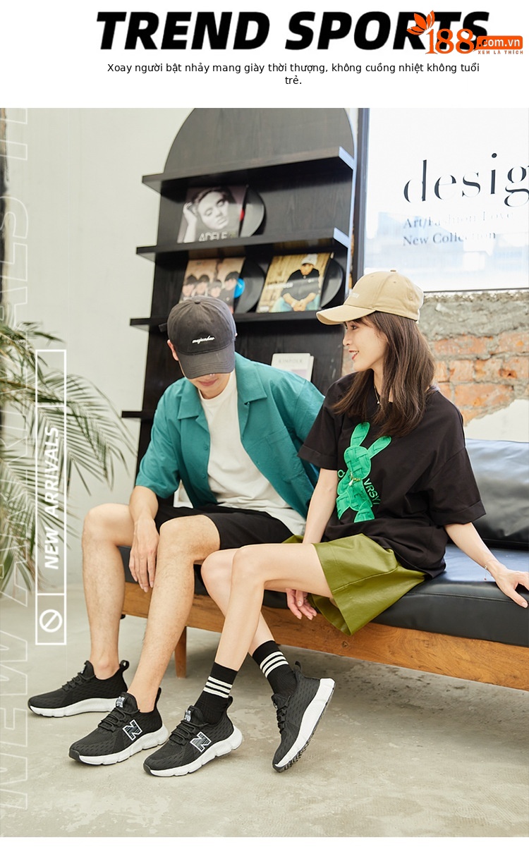 Giày chạy bộ nữ đế bỏng ngô mềm nhẹ thoáng khí — trắng đen chi tiết 3