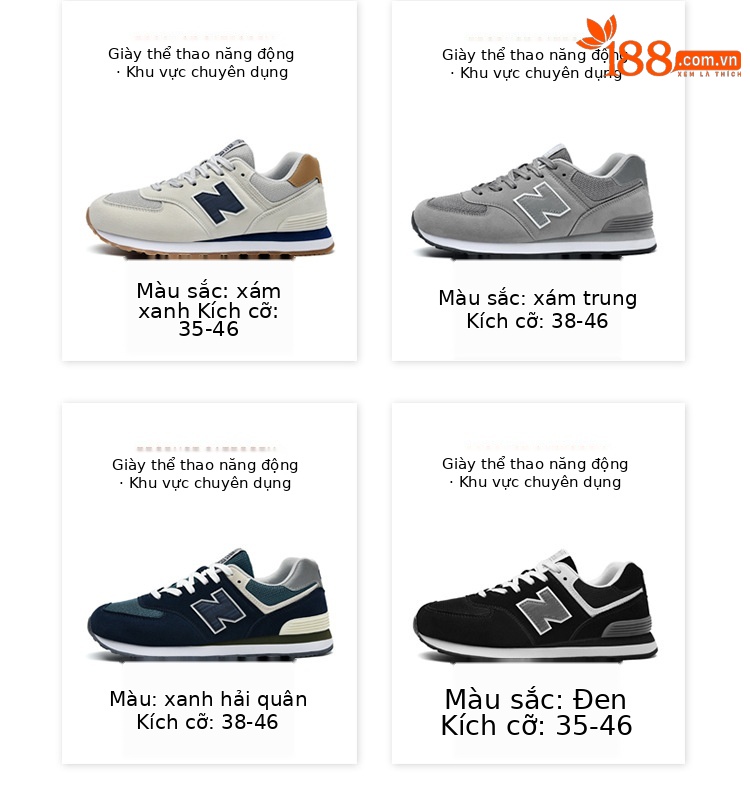 Giày sneaker nam cổ điển phong cách Balance, đế êm thoáng khí — hoa anh đào xanh chi tiết 15