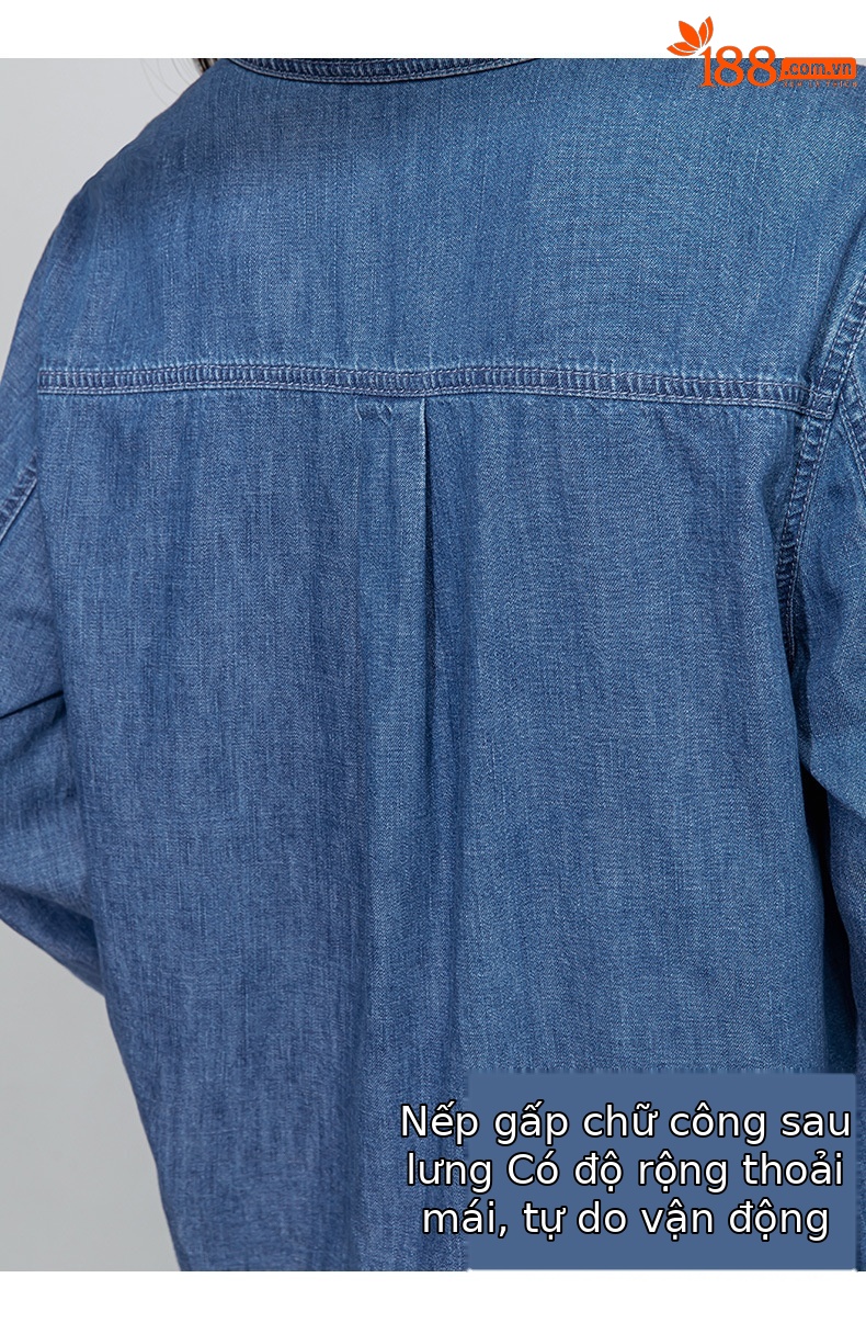 Áo sơ mi denim nữ dài tay phong cách Hàn Quốc, mặc lót hoặc mặc ngoài, tôn dáng gầy — Màu xanh lam chi tiết 10