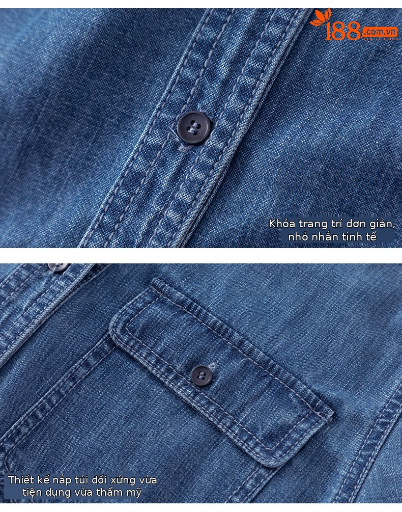 Áo sơ mi denim nữ dài tay phong cách Hàn Quốc, mặc lót hoặc mặc ngoài, tôn dáng gầy — Màu xanh lam chi tiết 15