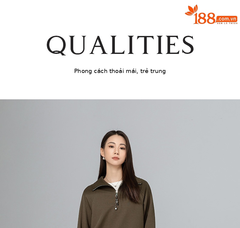 Áo hoodie cổ đứng nửa khóa kéo phong cách lười biếng Xinge — Quần dài màu cà phê 85033 chi tiết 1