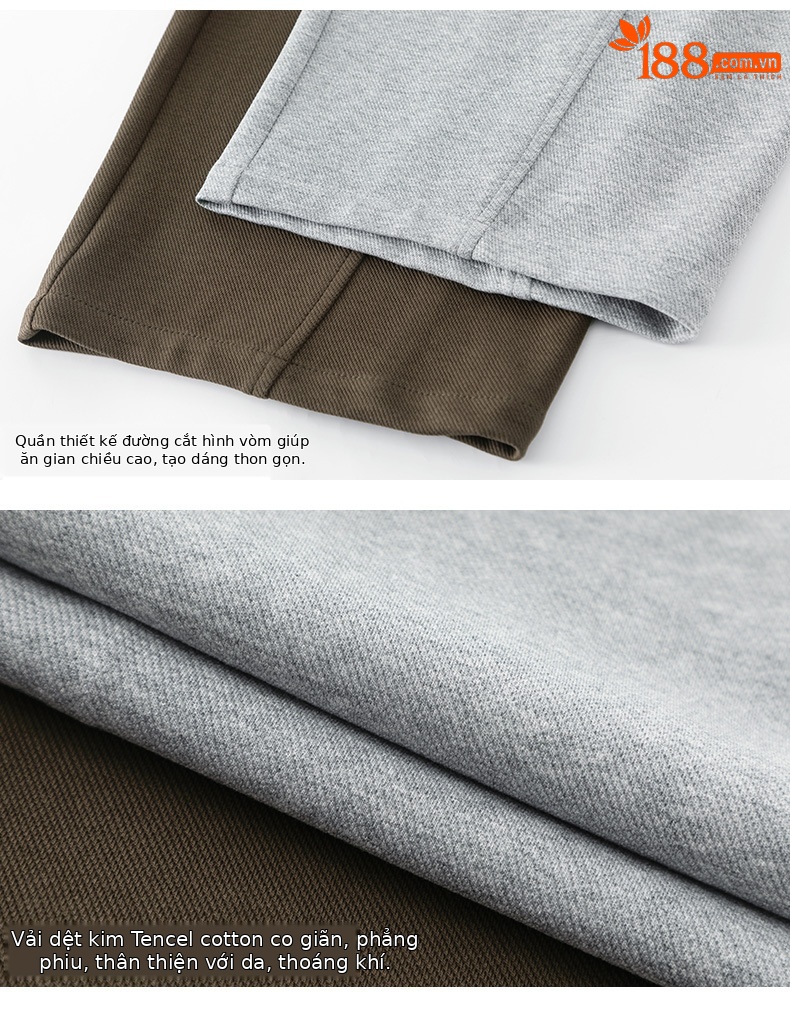 Áo hoodie cổ đứng nửa khóa kéo phong cách lười biếng Xinge — Quần dài màu cà phê 85033 chi tiết 17