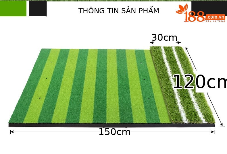 Thảm tập golf hỗ trợ dẫn hướng 1,2x1,5 m trong nhà và ngoài trời — 10mmEVA đáy chi tiết 3