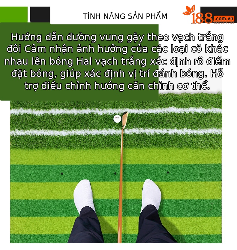 Thảm tập golf hỗ trợ dẫn hướng 1,2x1,5 m trong nhà và ngoài trời — 10mmEVA đáy chi tiết 5