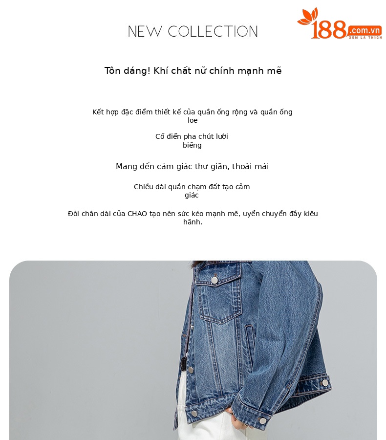 Quần jean ống rộng nữ dáng suông chất Tencel linen dài chấm đất — Màu xanh lam chi tiết 3
