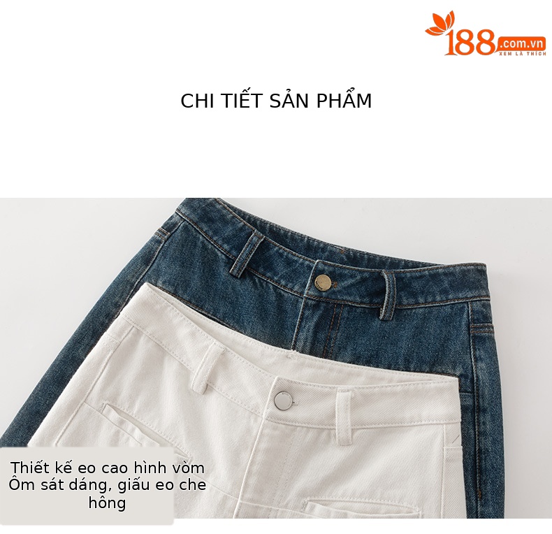 Quần jean ống rộng nữ dáng suông chất Tencel linen dài chấm đất — Màu xanh lam chi tiết 13