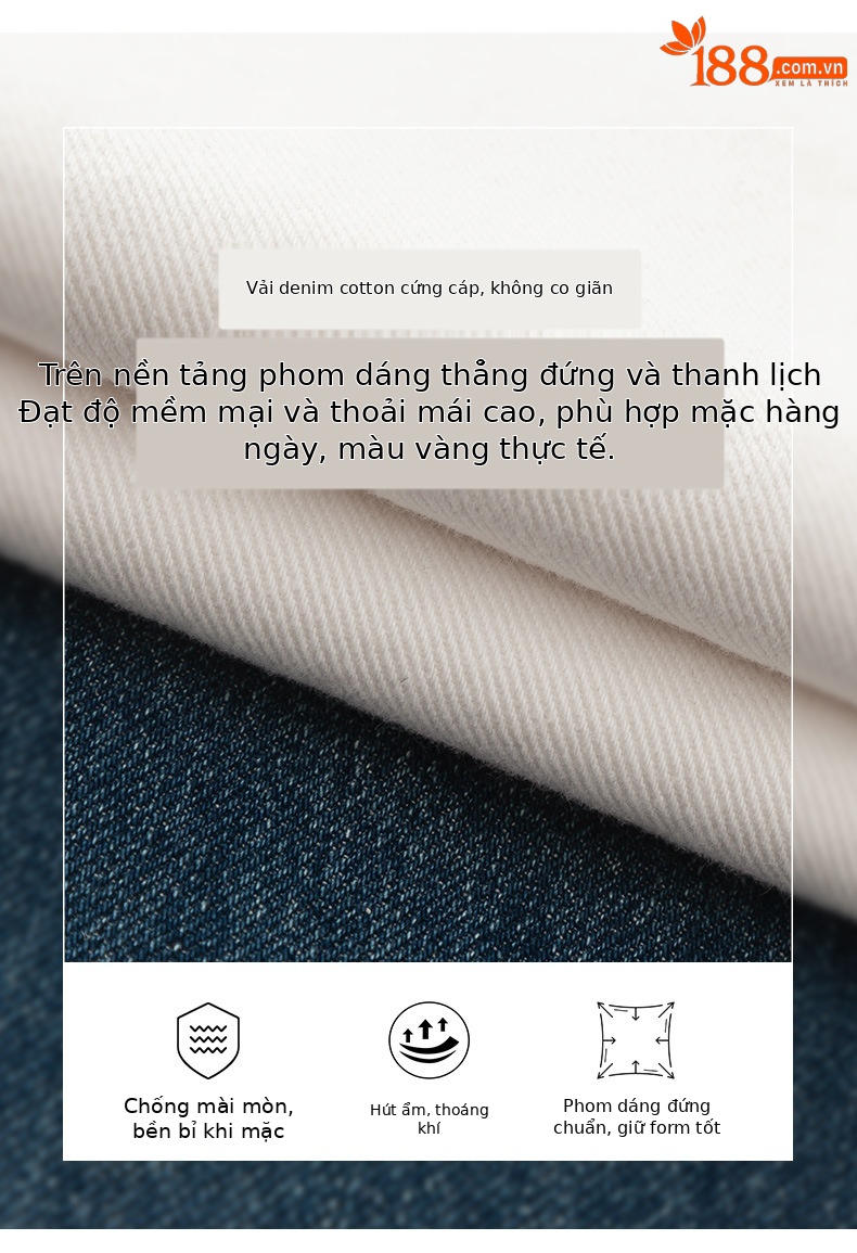 Quần jean ống rộng nữ dáng suông chất Tencel linen dài chấm đất — Màu xanh lam chi tiết 6