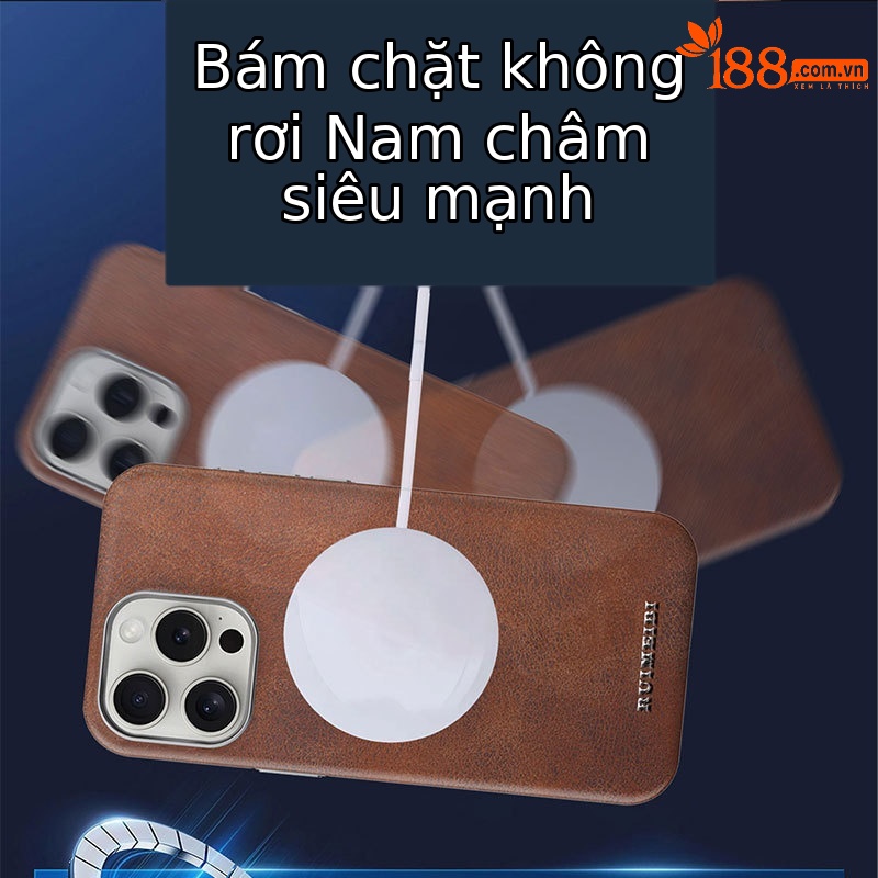 Ốp lưng từ tính da mờ cao cấp cho iPhone 16 Pro Max, chống rơi, phù hợp doanh nhân — Đen quý phái, Xanh lam quý ông, Nâu thanh lịch, Nâu mocha