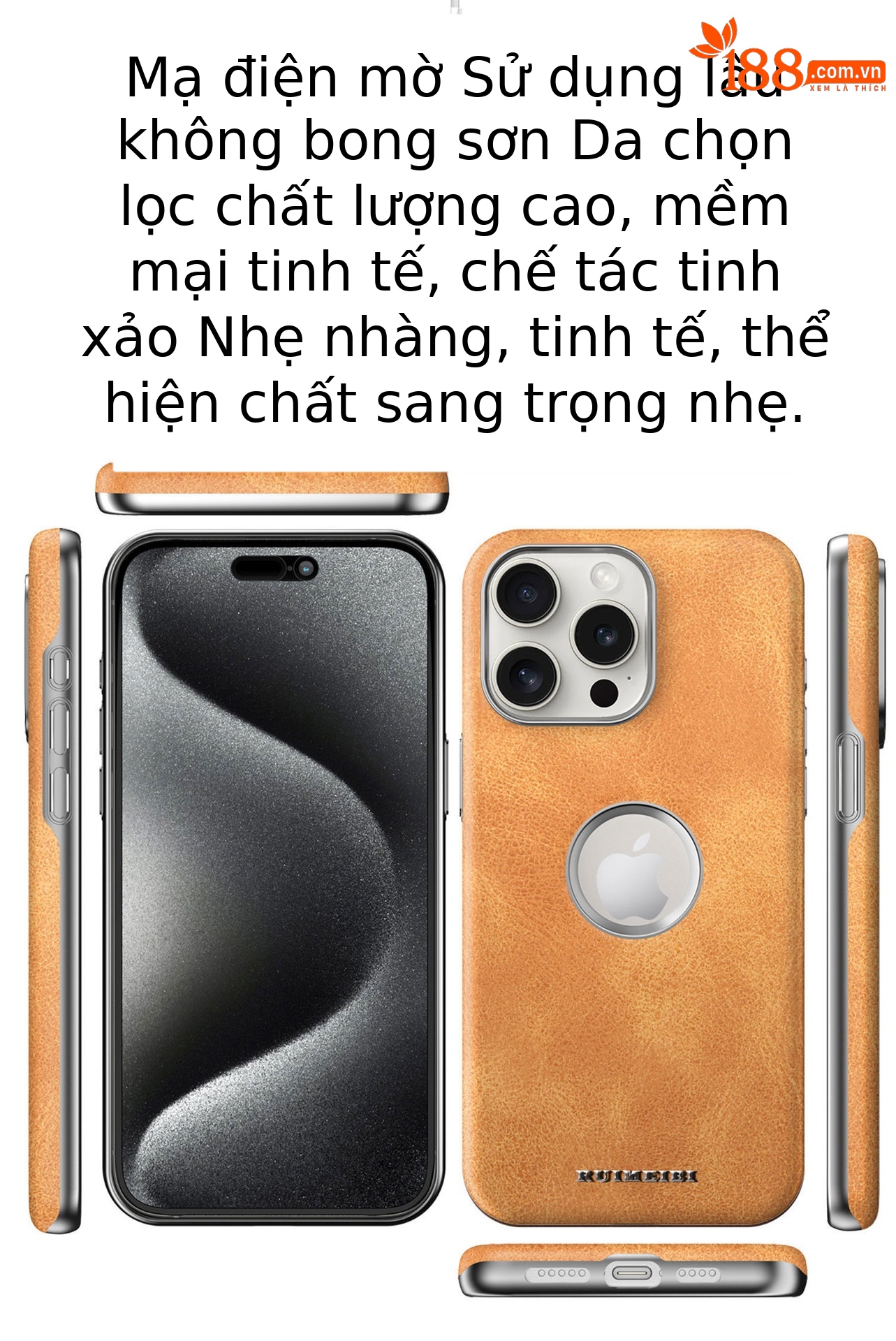 Ốp lưng từ tính da mờ cao cấp cho iPhone 16 Pro Max, chống rơi, phù hợp doanh nhân — Đen quý phái, Xanh lam quý ông, Nâu thanh lịch, Nâu mocha chi tiết 4