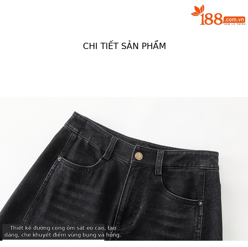 Quần jean ống rộng cạp cao Xingge dáng suông dài chạm đất — màu đen chi tiết 14