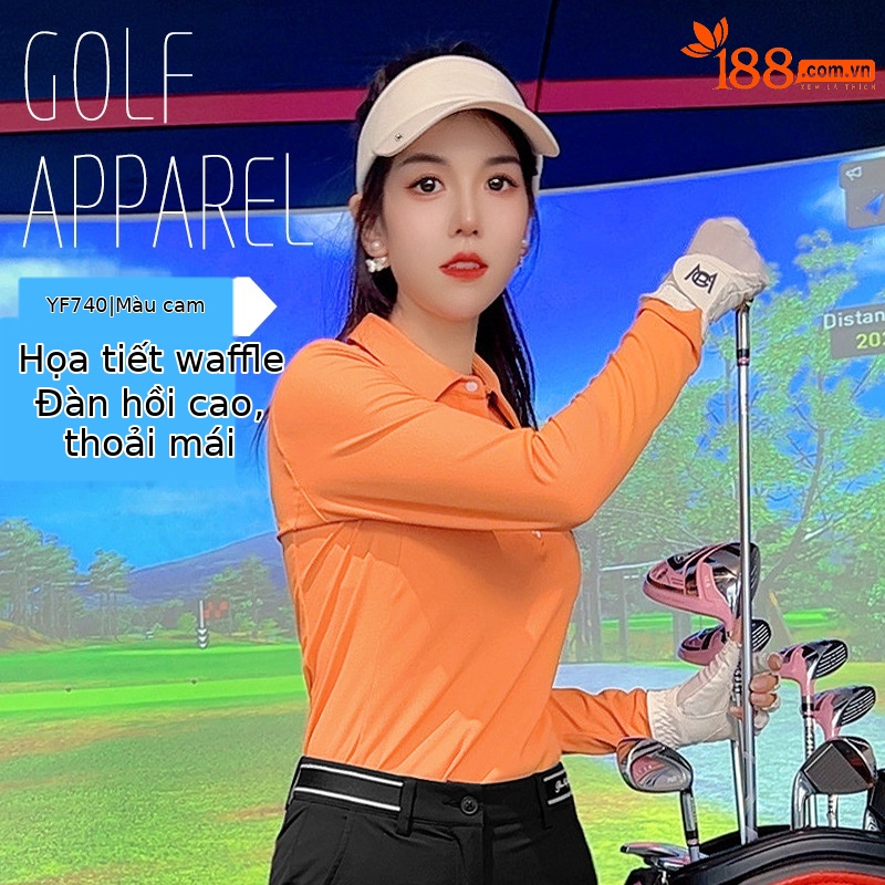 Áo sơ mi POLO màu cam [họa tiết Walvgue/tương phản/đàn hồi cao] YF740