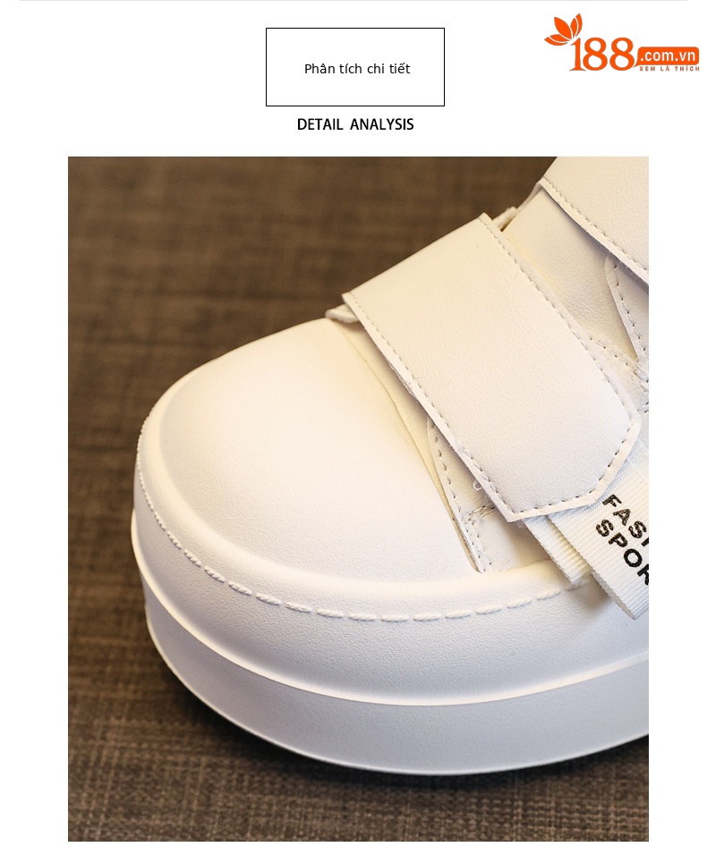 Giày sneaker nữ đế dày Velcro dáng nhỏ, phối màu be — Màu be chi tiết 7