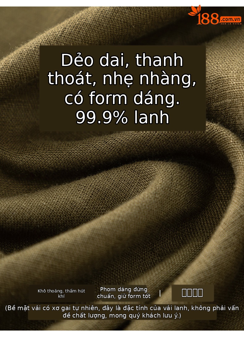 Áo sơ mi nữ vải lanh mỏng cổ polo tay dài rộng rãi phong cách xuân hè — Xanh ô liu chi tiết 6