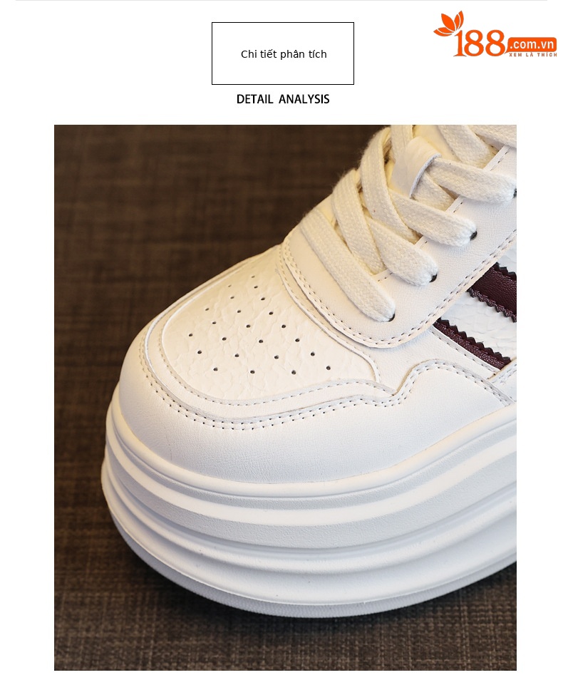 Giày sneaker nữ đế dày tăng chiều cao phong cách thời trang dễ phối đồ — Màu đỏ be chi tiết 7