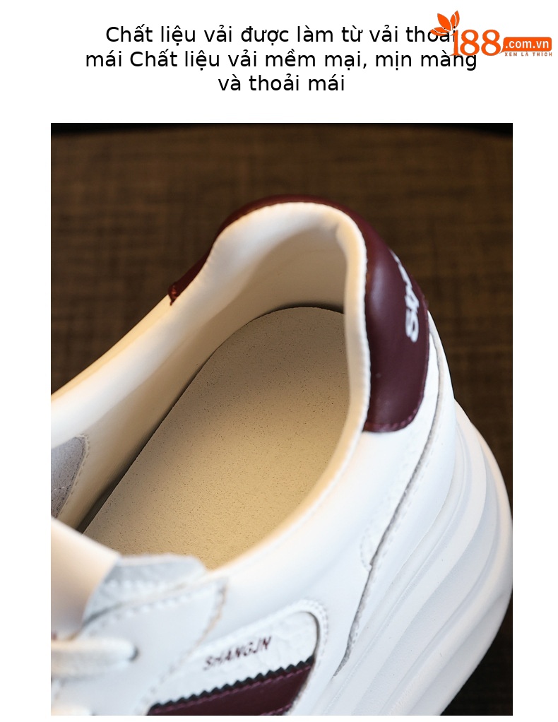 Giày sneaker nữ đế dày tăng chiều cao phong cách thời trang dễ phối đồ — Màu đỏ be chi tiết 8