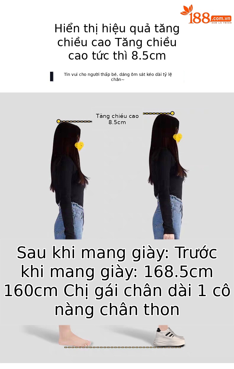 Giày sneaker nữ đế dày tăng chiều cao phong cách thời trang dễ phối đồ — Màu đỏ be chi tiết 4