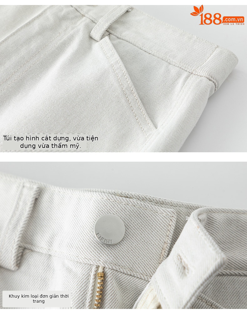 Váy denim trắng nữ cạp cao bút chì phong cách tối giản dài midi — Màu xám trắng chi tiết 15