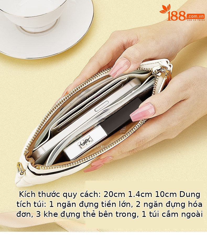 Ví cầm tay nữ dáng dài mỏng nhẹ hình thoi phong cách Hàn Quốc – Emperor Paul chi tiết 4