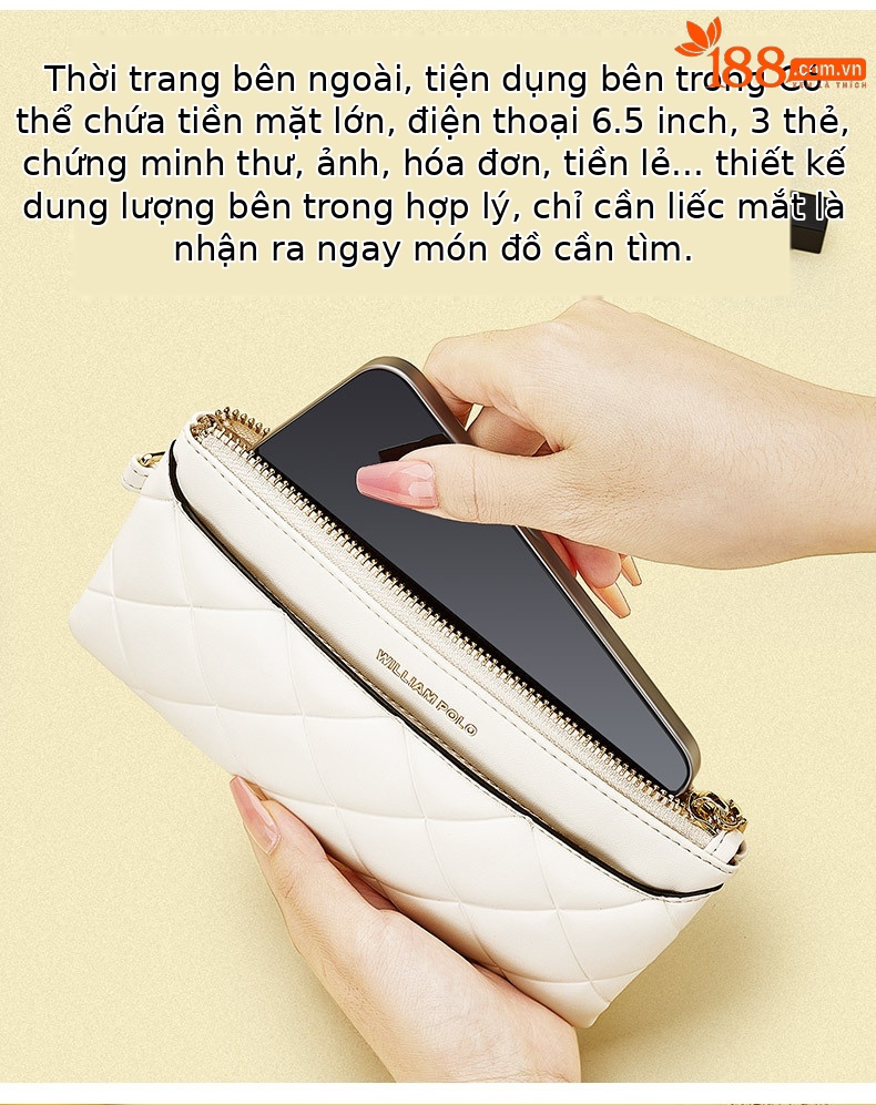 Ví cầm tay nữ dáng dài mỏng nhẹ hình thoi phong cách Hàn Quốc – Emperor Paul chi tiết 6