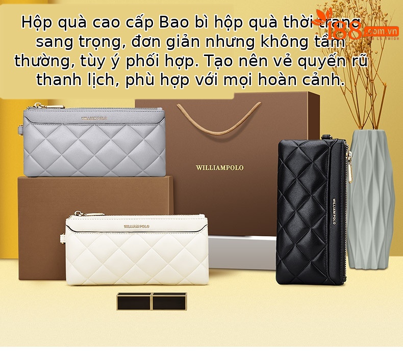 Ví cầm tay nữ dáng dài mỏng nhẹ hình thoi phong cách Hàn Quốc – Emperor Paul chi tiết 7