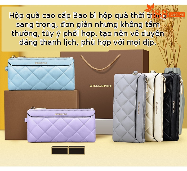 Ví cầm tay nữ dáng dài mỏng nhẹ hình thoi phong cách Hàn Quốc – Emperor Paul chi tiết 24