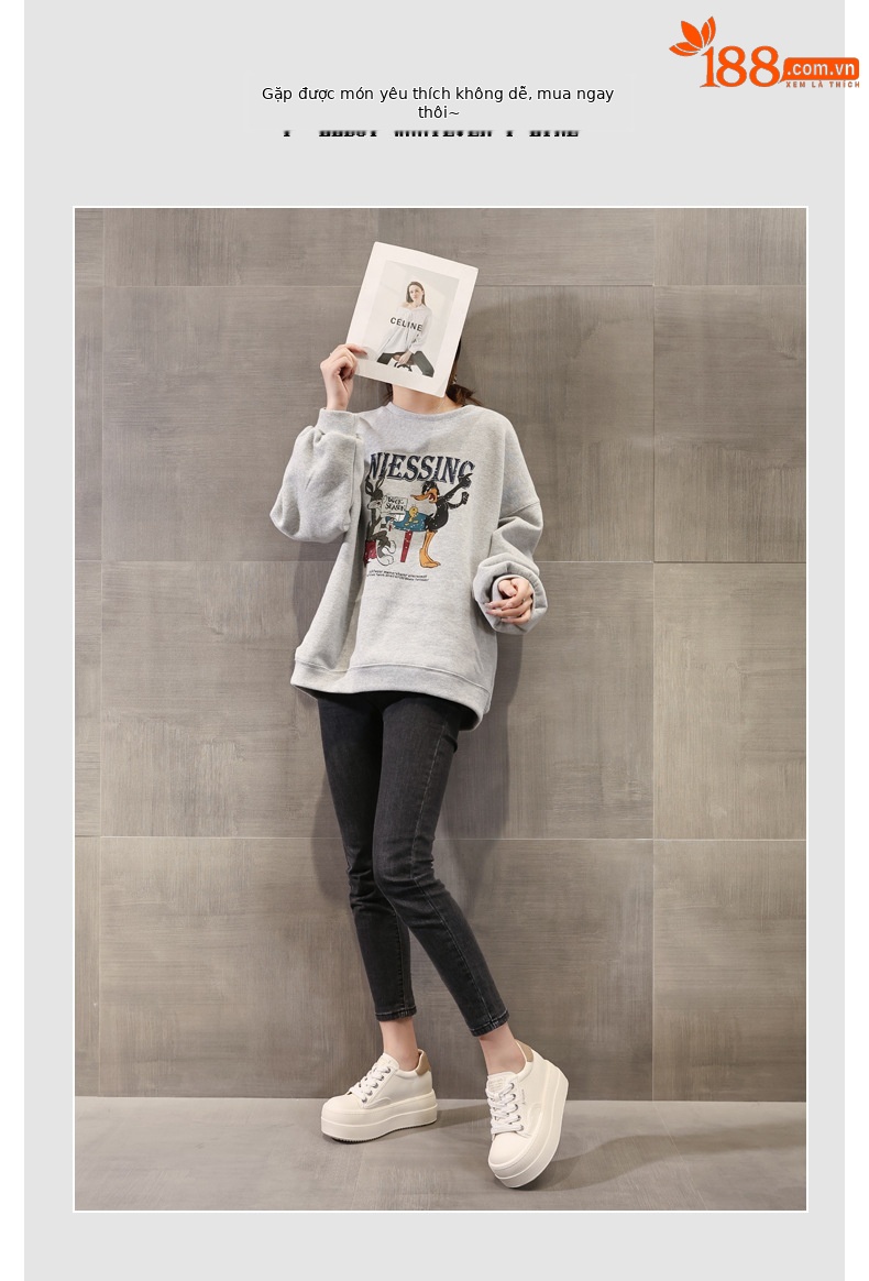 Giày sneaker nữ đế dày tăng chiều cao, phong cách trượt ván, đế mềm — Màu đen be chi tiết 6