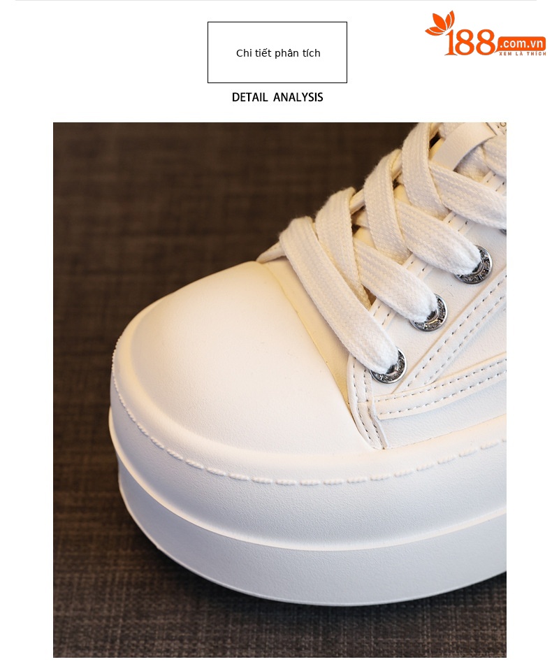 Giày sneaker nữ đế dày tăng chiều cao, phong cách trượt ván, đế mềm — Màu đen be chi tiết 7