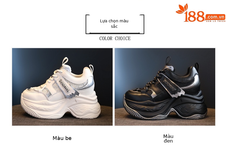 Giày thể thao nữ đế dày độn cao phong cách dad sneaker ZDW871-5 — Màu be chi tiết 2