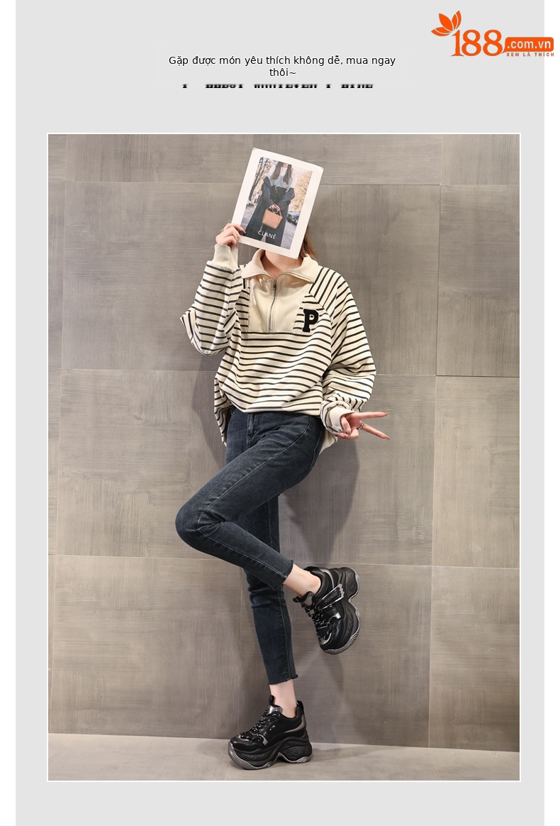 Giày thể thao nữ đế dày độn cao phong cách dad sneaker ZDW871-5 — Màu be chi tiết 6