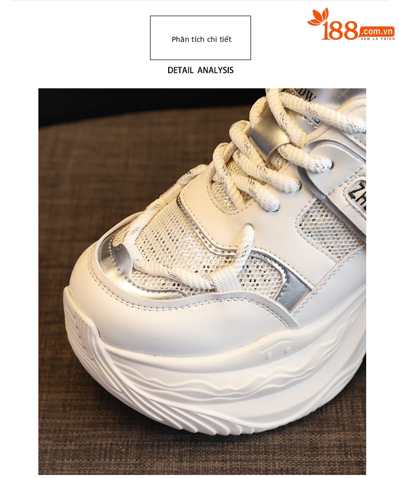 Giày thể thao nữ đế dày độn cao phong cách dad sneaker ZDW871-5 — Màu be chi tiết 7