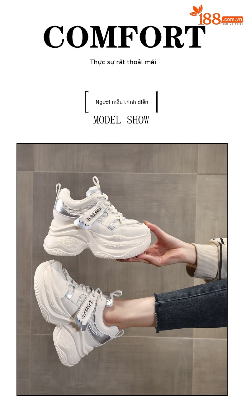 Giày thể thao nữ đế dày độn cao phong cách dad sneaker ZDW871-5 — Màu be chi tiết 11