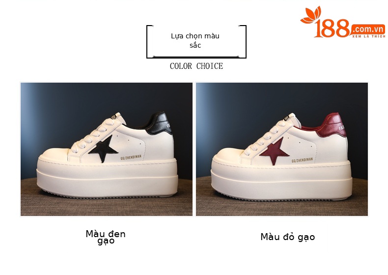 Giày sneaker nữ chunky đế dày tăng chiều cao, form thể thao mùa xuân — Màu đỏ be chi tiết 2