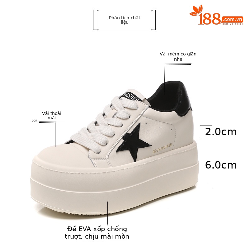 Giày sneaker nữ chunky đế dày tăng chiều cao, form thể thao mùa xuân — Màu đỏ be chi tiết 3